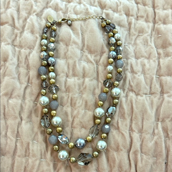 White House, black market Elegant Gold and Silver Beaded two strands Necklace - Picture 1 of 5